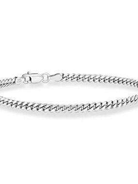 Sterling Silver Cuban Link Bracelet Mens Italian 925 Chain Heavy Lobster Clasp